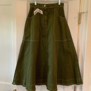 ALEXACHUNG Midi Denim Skirt BRAND NEW